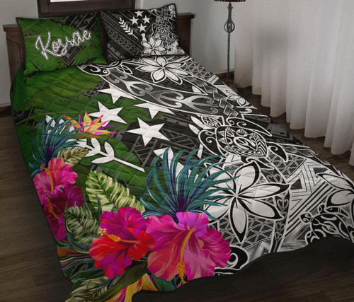 Kosrae Quilt Bed Set - Turtle Plumeria Banana Leaf 1