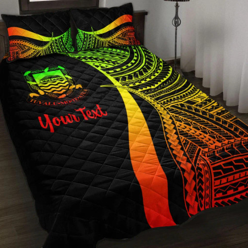Tuvalu Custom Personalised Quilt Bet Set - Reggae Polynesian Tentacle Tribal Pattern 1