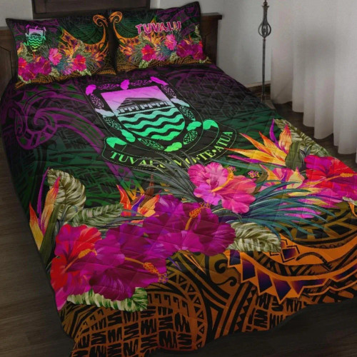 Tuvalu Quilt Bed Set - Summer Hibiscus 1