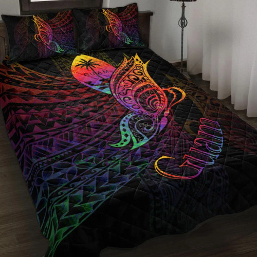 Guam Quilt Bed Set - Butterfly Polynesian Style 1