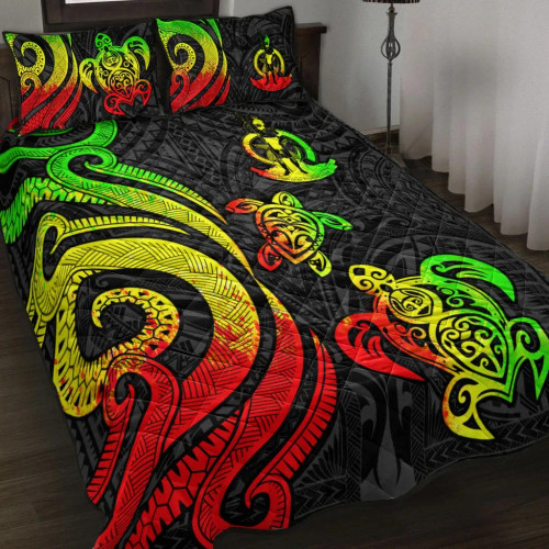Vanuatu Quilt Bed Set - Reggae Tentacle Turtle 1