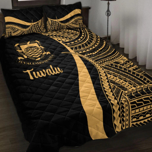 Tuvalu Quilt Bet Set - Gold Polynesian Tentacle Tribal Pattern 1
