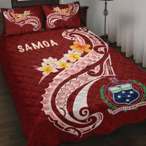 Samoa Quilt Bed Set - Samoa Seal Polynesian Patterns Plumeria 1