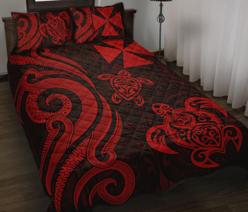 Wallis and Futuna Quilt Bed Set - Red Tentacle Turtle 1
