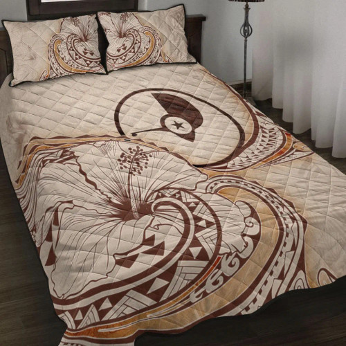 Yap Quilt Bed Set - Hibiscus Flowers Vintage Style 1