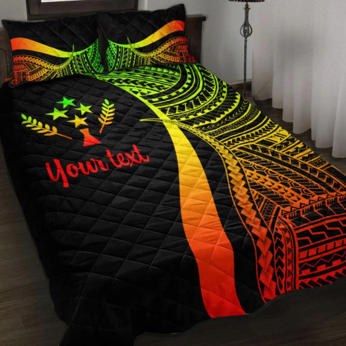 Kosrae Custom Personalised Quilt Bet Set - Reggae Polynesian Tentacle Tribal Pattern 1