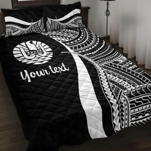 Tahiti Custom Personalised Quilt Bet Set - Turquoise Polynesian Tentacle Tribal Pattern 1