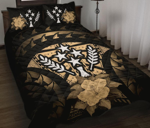 Kosrae Polynesian Quilt Bed Set Hibiscus Gold 1