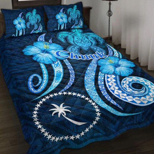 Chuuk Quilt Bed Set - Turtle and Tribal Tattoo Of Polynesian 1