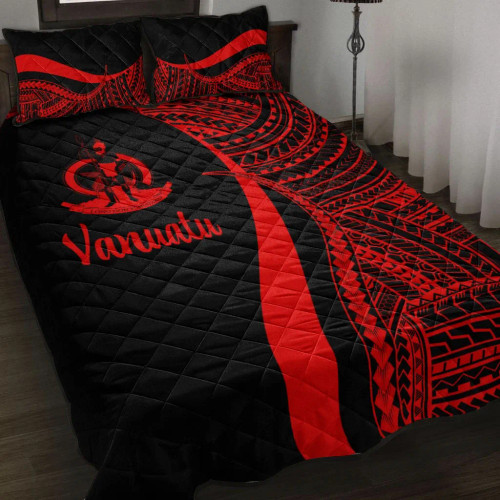 Vanuatu Quilt Bet Set - Red Polynesian Tentacle Tribal Pattern 1