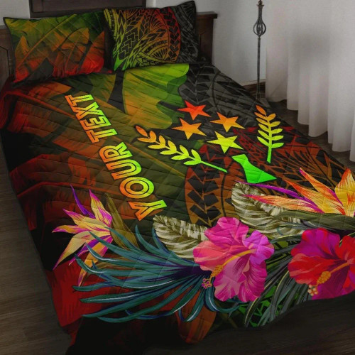 Kosrae Polynesian Personalised Quilt Bed Set - Hibiscus and Banana Leaves 1