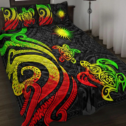 Marshall Islands Quilt Bed Set - Reggae Tentacle Turtle 1