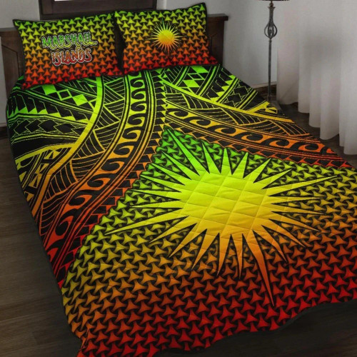 Polynesian Marshall Islands Quilt Bed Set - Reggae Vintage Polynesian Patterns 1