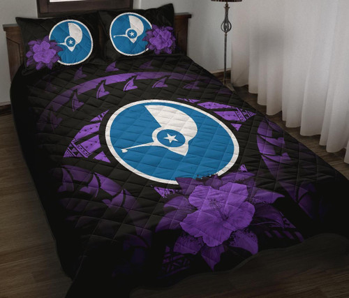 Yap Polynesian Quilt Bed Set Hibiscus Purple 1