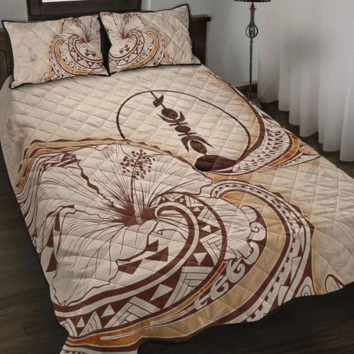 New Caledonia Quilt Bed Set - Hibiscus Flowers Vintage Style 1