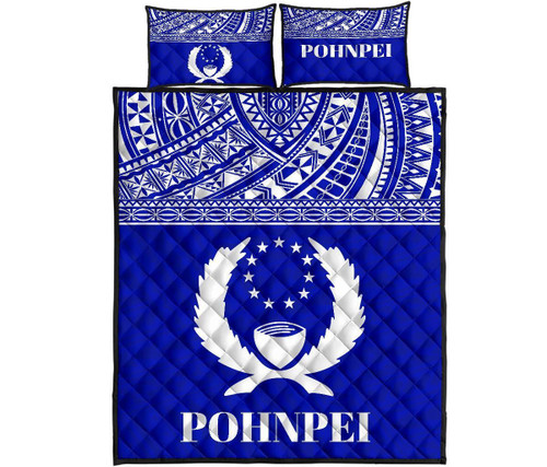 Pohnpei Micronesian Quilt Bed Set - Pohnpei Flag Blue Version 1