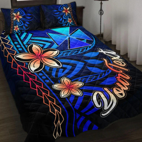 Wallis and Futuna Custom Personalised Quilt Bed Set - Vintage Tribal Mountain 1
