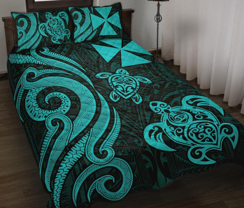 Wallis and Futuna Quilt Bed Set - Turquoise Tentacle Turtle 1
