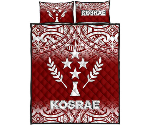 Kosrae Quilt Bed Set - Kosrae Flag Red Fog Style 1