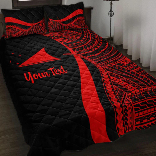 Tokelau Custom Personalised Quilt Bet Set - Red Polynesian Tentacle Tribal Pattern 1
