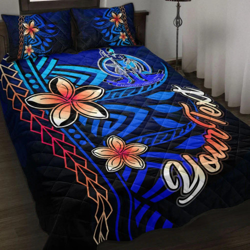 Vanuatu Custom Personalised Quilt Bed Set - Vintage Tribal Mountain 1