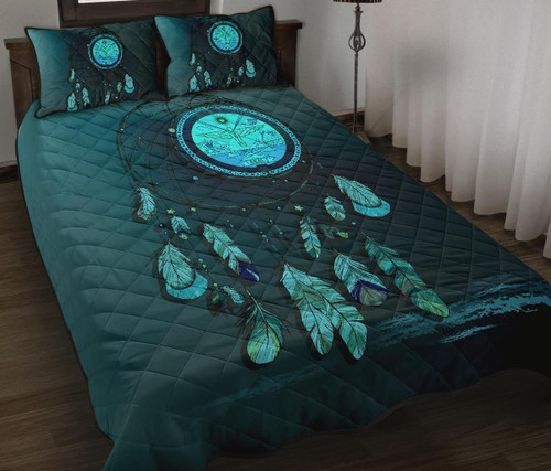 Marshall Islands Polynesian Quilt Bed Set Dreamcatcher Blue 1