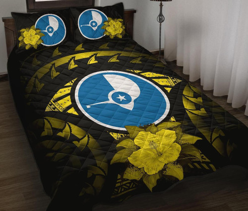 Yap Polynesian Quilt Bed Set Hibiscus Yellow 1