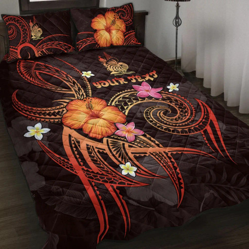 New Caledonia Polynesian Personalised Quilt Bed Set - Legend of New Caledonia (Red) 1