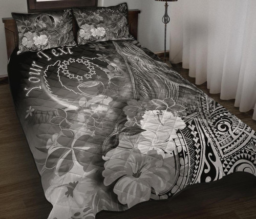 Pohnpei Custom Personalised Quilt Bed Set - Humpback Whale with Tropical Flowers (White) 1