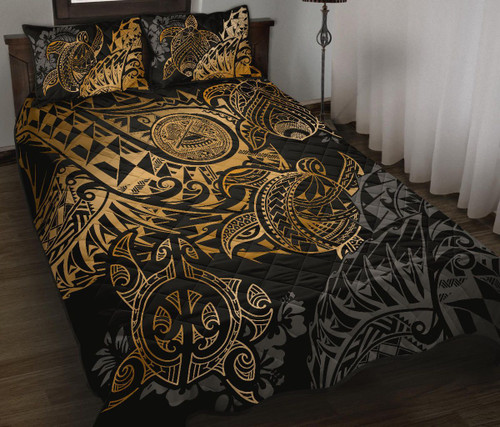 American Samoa Polynesian Quilt Bed Set - American Samoa Gold Seal Turtle 1