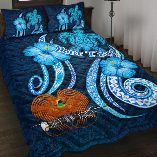 Papua New Guinea Personalised Quilt Bed Set - Turtle and Tribal Tattoo Of Polynesian 1