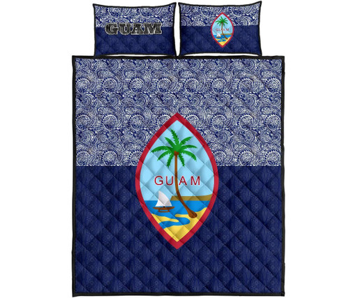 Guam Quilt Bed Set - Guam Coat Of Arms Polynesian Design 1