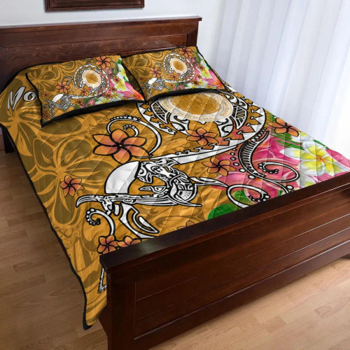 CNMI Custom Personalised Quilt Bed Set - Turtle Plumeria (Gold) 1