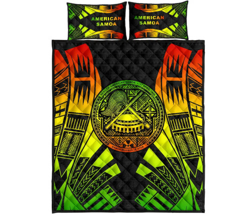 American Samoa Quilt Bed Set - American Samoa Seal Polynesian Reggae Tattoo 1