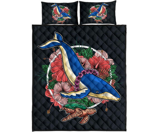Hawaii Quilt Bed Set - Hawaii Hibiscus Whale Turtle 1
