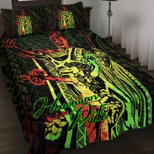 Hawaii Quilt Bed Set - King Of Hawaii With Hawaiian Girls Reggae Version 1