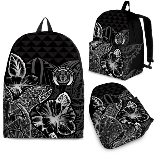 Niue Polynesian Backpack Turtle Hibiscus Black 1