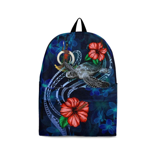 Vanuatu Polynesian Backpack - Blue Turtle Hibiscus 1