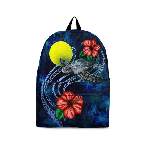 Palau Polynesian Backpack - Blue Turtle Hibiscus 1