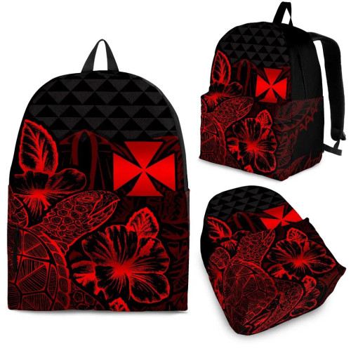 Wallis And Futuna Polynesian Backpack Turtle Hibiscus Red 1