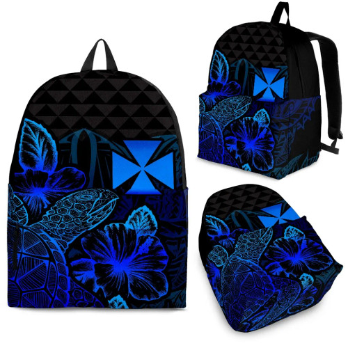 Wallis And Futuna Polynesian Backpack Turtle Hibiscus Blue 1