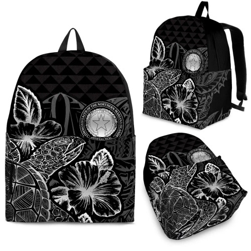 Northern Mariana Islands Polynesian Backpack Turtle Hibiscus Black 1