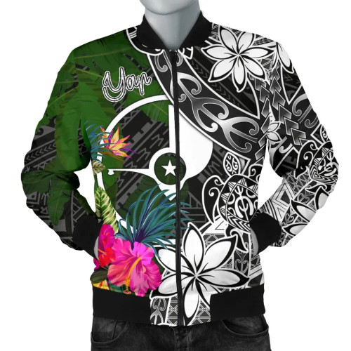 Yap Bomber Jacket - Turtle Plumeria Banana Leaf 1