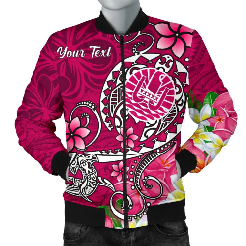 Tahiti Custom Personalised Bomber Jacket - Turtle Plumeria (Pink) 1