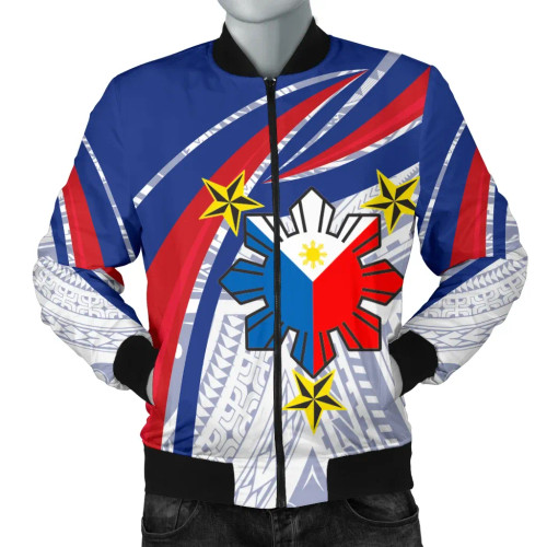 Philippines Bomber Jacket - Polynesian Pattern With Flag 1