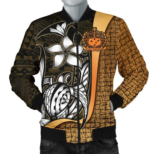 Samoa Polynesian Bomber Jackets Gold - Turtle With Hook 1