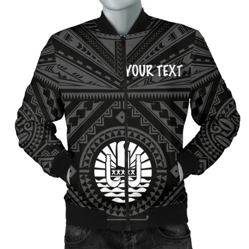 Tahiti Personalised Bomber Jacket - Tahiti Seal In Polynesian Tattoo Style (Black) 1