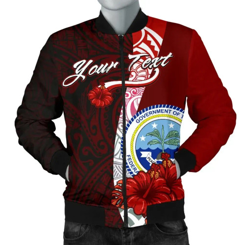 Federated States Of Micronesia Custom Personalised Bomber Jacket - Coat Of Arm With Hibiscus 1