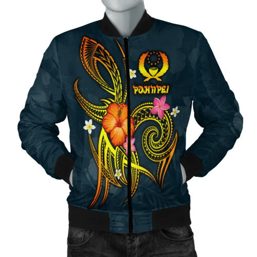 Pohnpei Polynesian Bomber Jacket - Legend of Pohnpei (Blue) 1