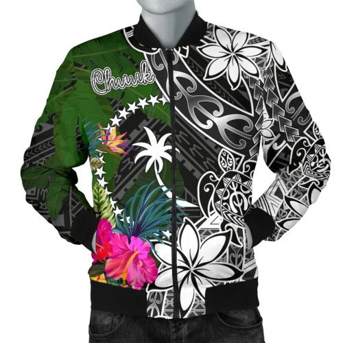 Chuuk Bomber Jacket - Turtle Plumeria Banana Leaf 1